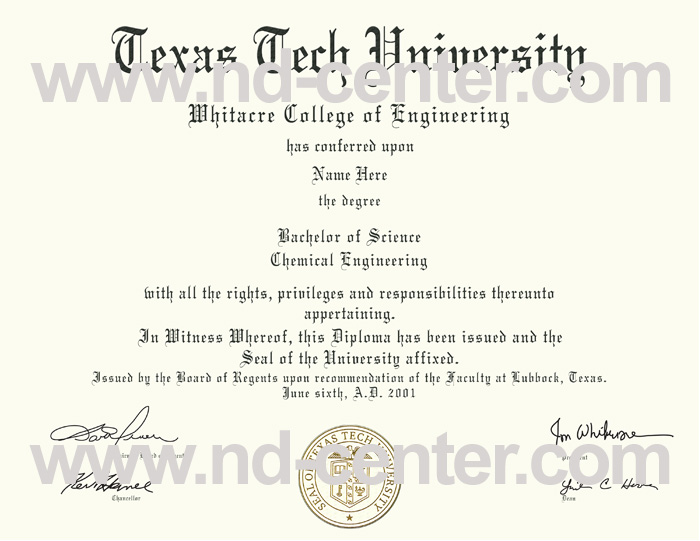 Texas Tech University Diploma