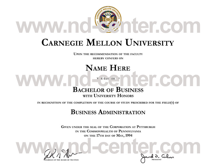 Carnegie Mellon University Diploma