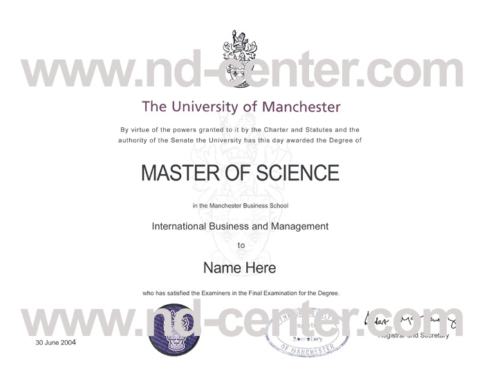 University Of Manchester Degree