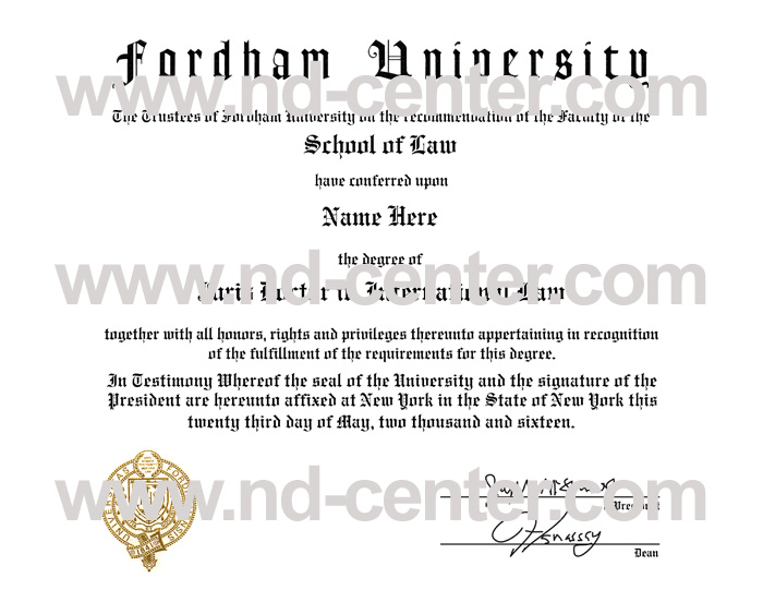 Fordham University Diploma
