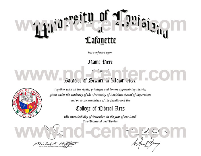 University Of louisiana Lafayette Diploma