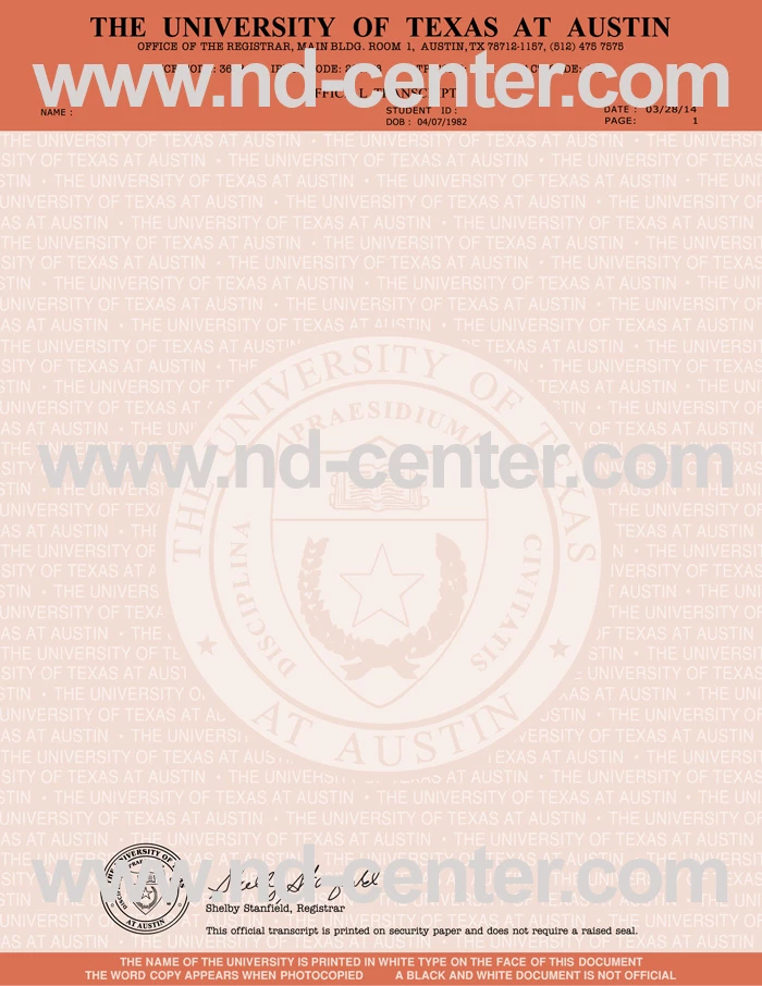 University of Texas at Austin ut austin transcript