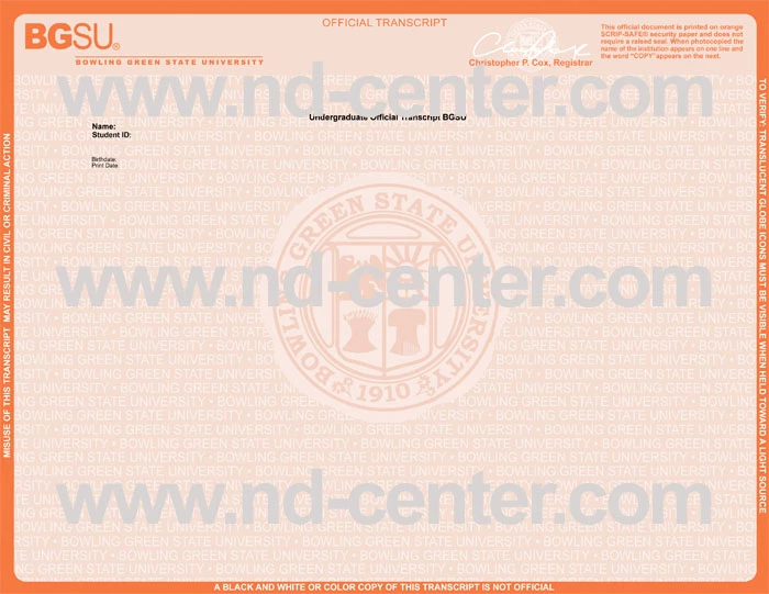 Bowling Green State University Ttranscript