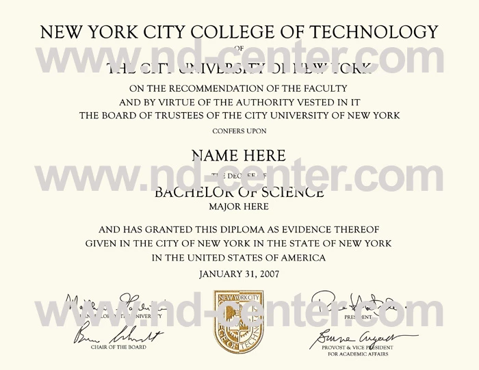 New York City College Of Technology Diploma