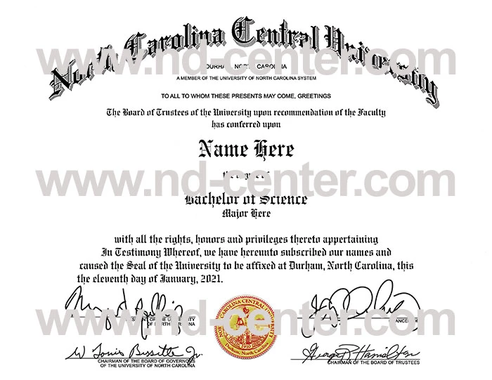 North Carolina Central University Diploma