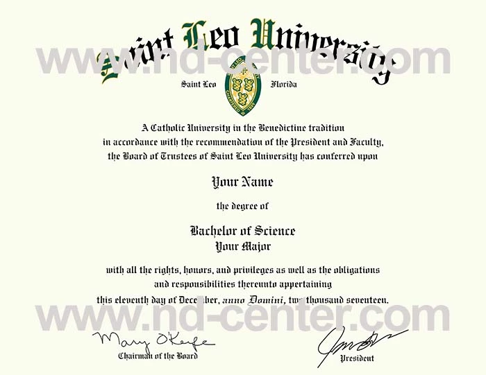Saint Leo University Diploma.