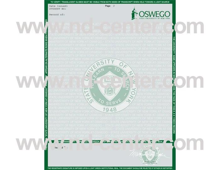 State University of New York at Oswego Transcript