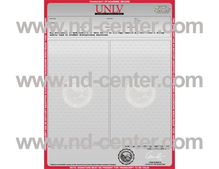 University Of Nevada Las Vegas Transcript