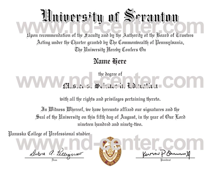 University of Scranton Diploma