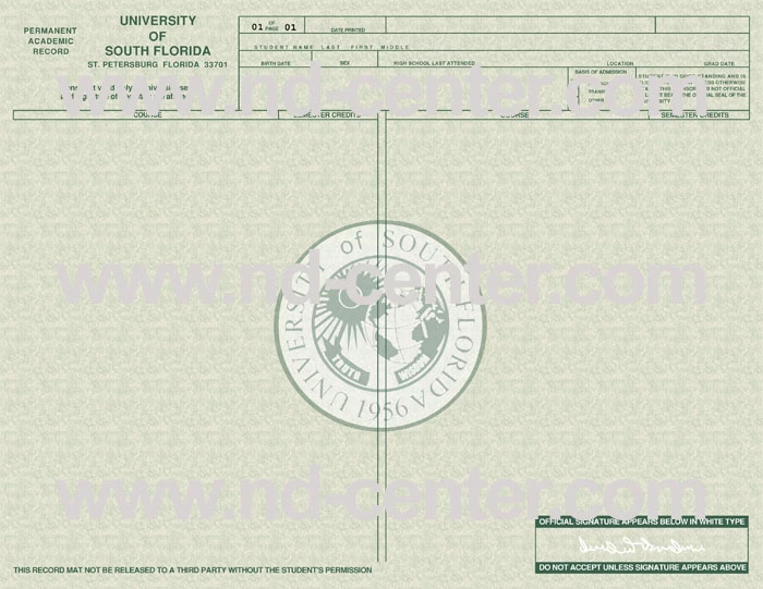 University of South Florida Transcript