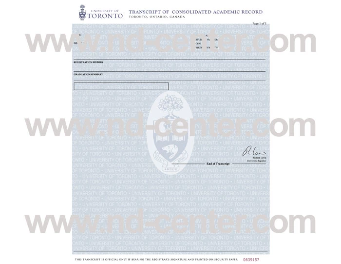 University of Toronto Transcript