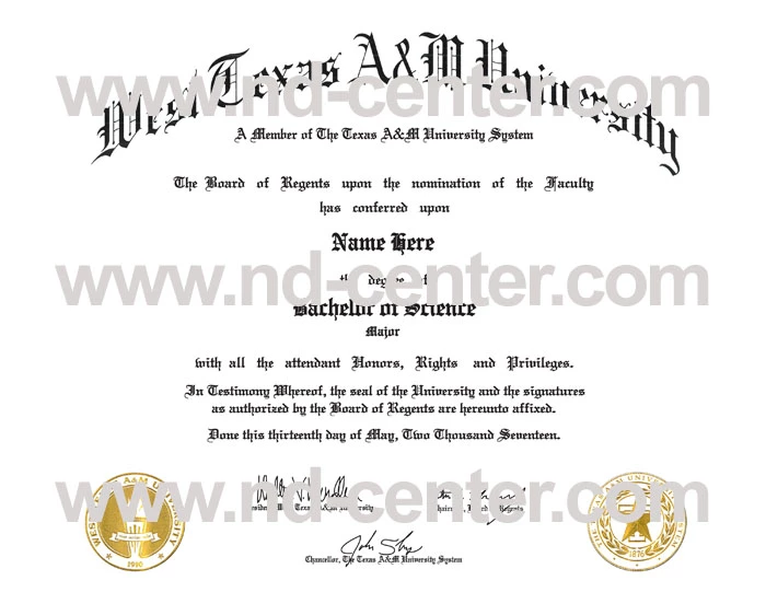 West Texas Am University Diploma